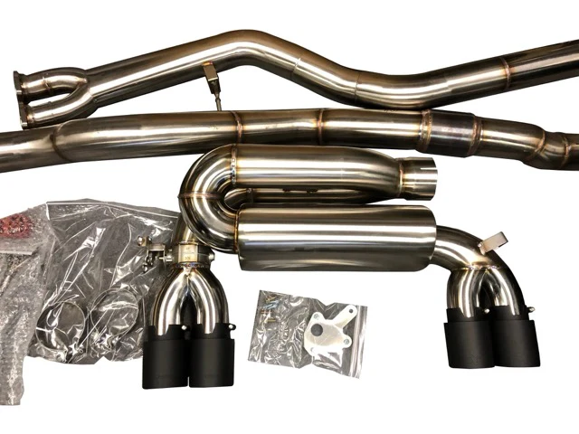 Active Autowerke F8X M3 M4 Signature Exhaust System includes Active F-brace - Brushed Silver