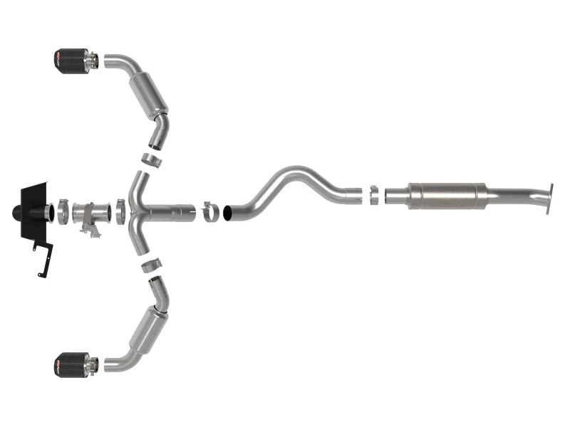 aFe 23-24 Toyota GR Corolla L3 1.6L (t) Gemini XV 3in to 2-1/2in CatBack Exhaust w/Carbon Fiber Tips - Image 7