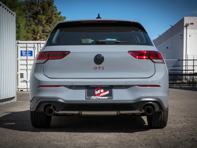 aFe Gemini XV 3in to 2 1/2in 304 SS Cat-Back Exhaust 22-23 Volkswagen GTI (MK8) 2.0L w/ Carbon Tips - Image 3