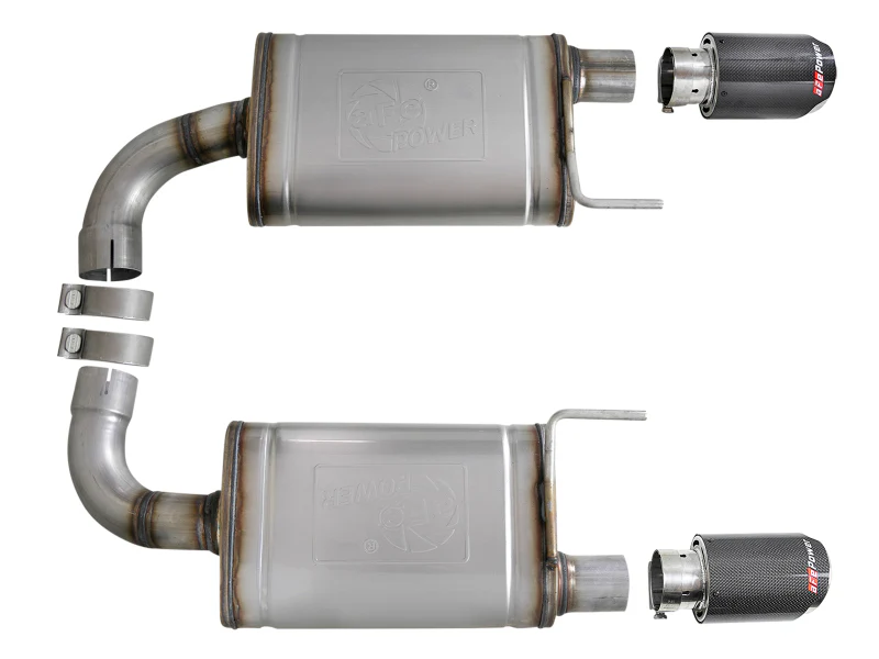 aFe MACH Force Xp SS Axle Back Exhaust System w/ Carbon Fiber Tips 15-17 Ford Mustang GT V8-5.0L - Image 3