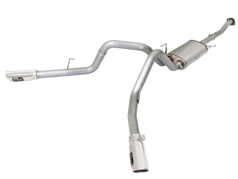 aFe MACHForce XP Exhaust 3in SS Dual Side Exit CB w/ Polish Tips 15 Ford F150 Ecoboost V6-2.7L/3.5L - Image 2