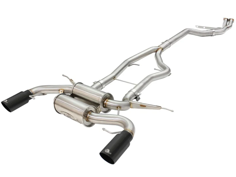 aFe MACHForce XP SS-304 Black Tip 3.0in-2.5in Dia Cat Back Exhaust 11-13 BMW 335i (E90/E92) 3.0L - Image 2