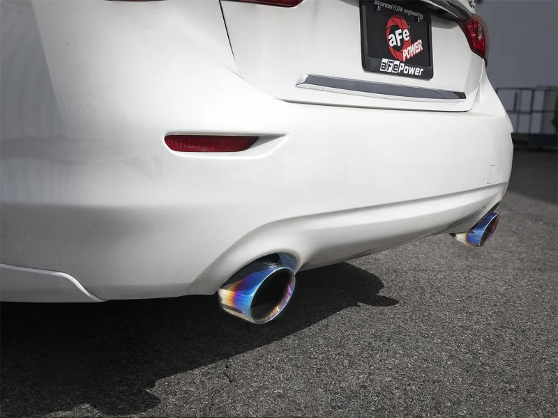 aFe Takeda 2.5in 304 SS Axle-Back Exhaust w/ Blue Flame Tips 16-18 Infiniti Q50 V6-3.0L (tt) - Image 2