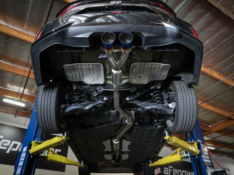 aFe Takeda 2.5in 304 SS Cat-Back Exhaust System w/ Blue Tips 17-20 Honda Civic Si Sedan I4 1.5L - Image 4