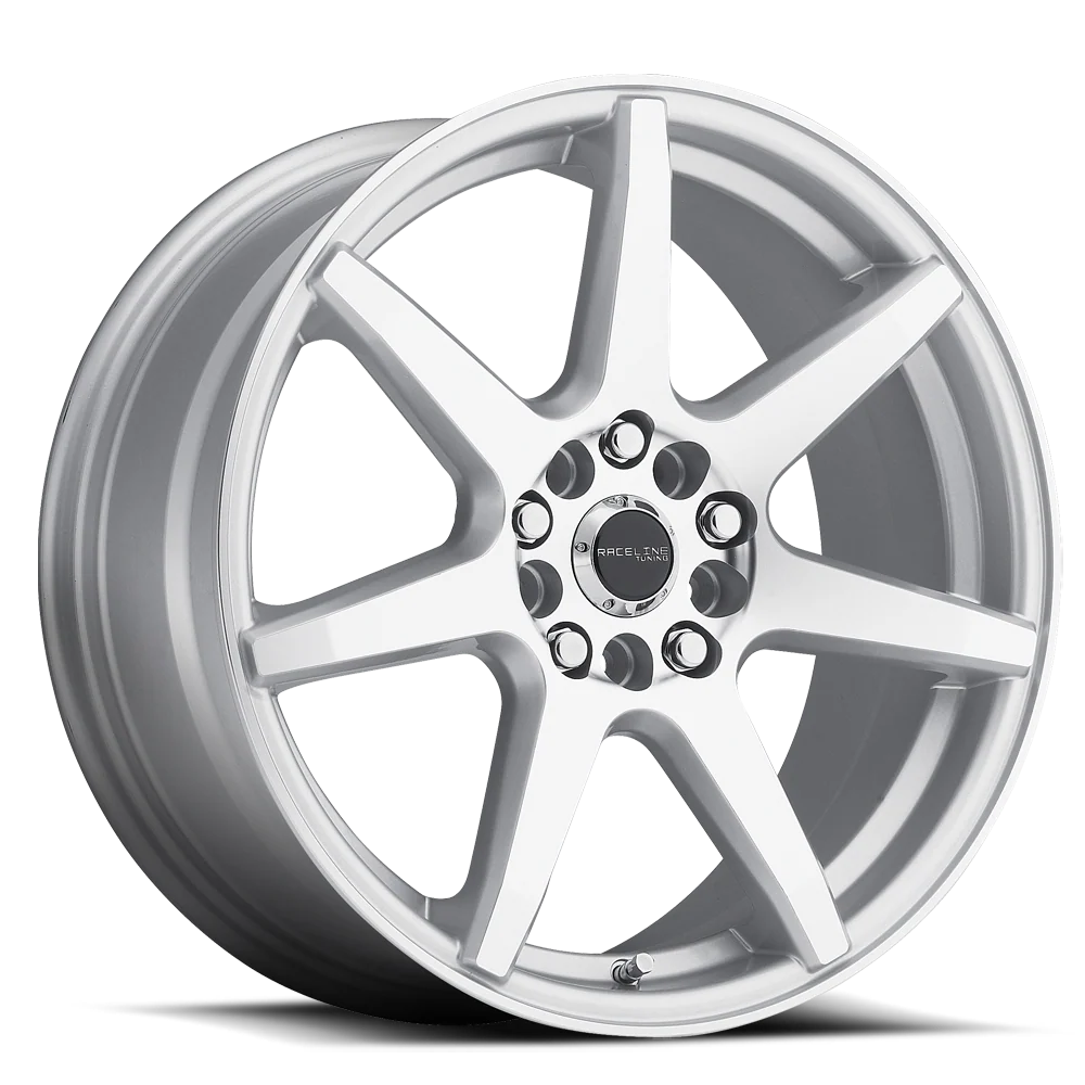 Raceline Aluminum Wheels 15x7 Evo 131S Silver 7 Spoke 40 Offset 4 on 100/4 on 108 Bolt Pattern 72.62 Bore