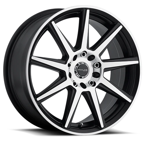 Raceline Aluminum Wheels 18x7.5 Storm 144M Machined Spoke-Machined Outer Lip Satin Black 42 Offset 5 on 114.3/5 on 127 Bolt Pattern 72.6 Bore
