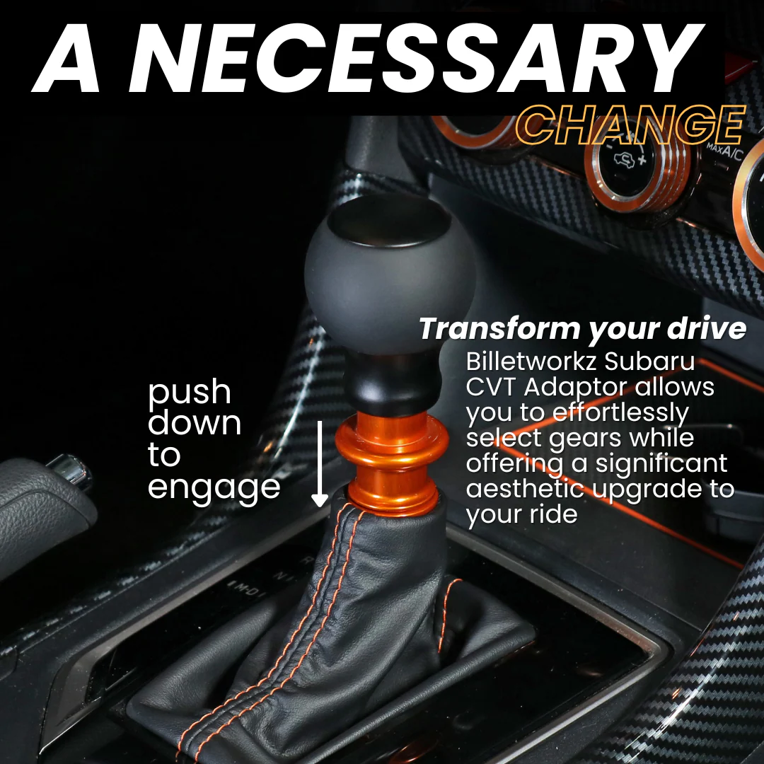 Billetworkz Automatic Shifter - Gloss Orange - Fits Subaru CVT: WRX (2022+), Crosstrek (2024), Forester (2025+), Impreza (2024), Legacy/Outback (2015+) - Image 2