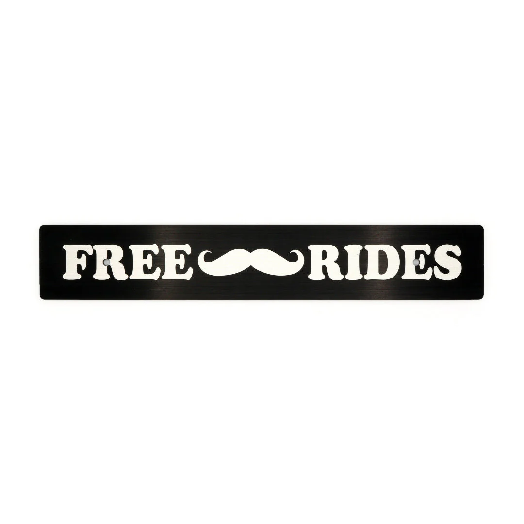 Billetworkz "Free Mustache Rides" License Plate Delete
