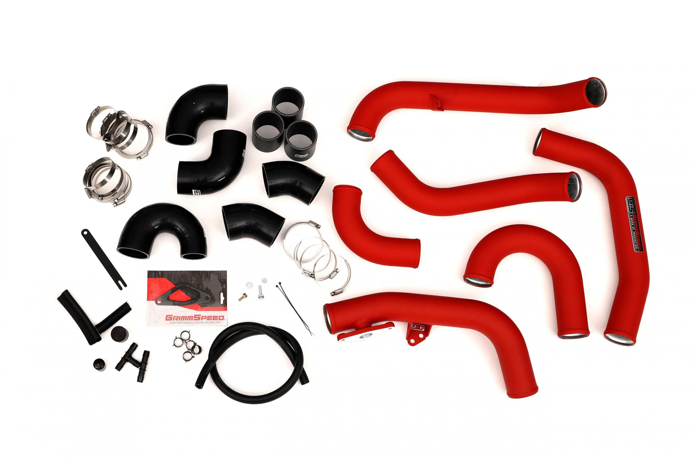GrimmSpeed Front Mount Intercooler Kit Black Coated Red Piping For Subaru 15-21 STI - Image 15