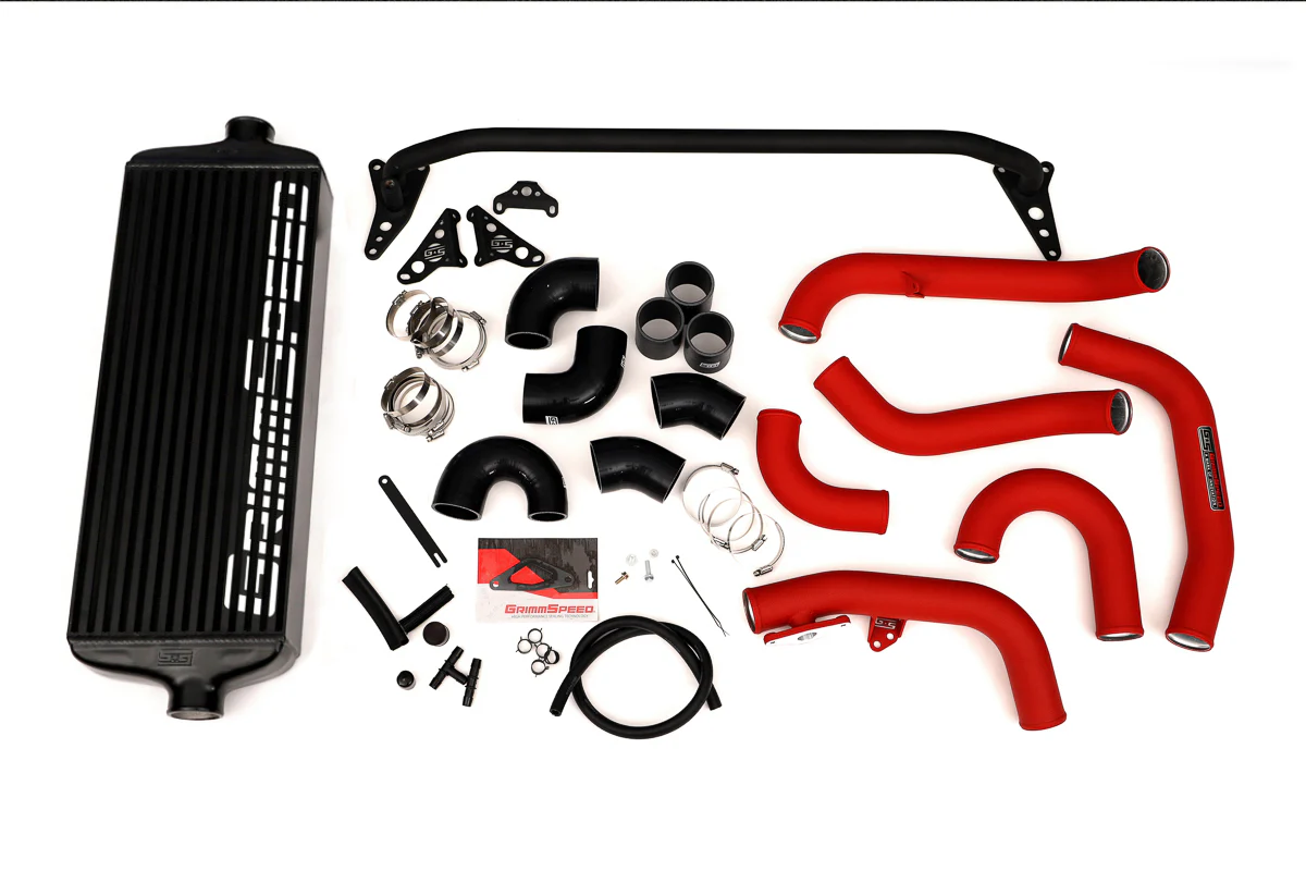 GrimmSpeed Front Mount Intercooler Kit Black Coated Red Piping For Subaru 15-21 STI - Image 9