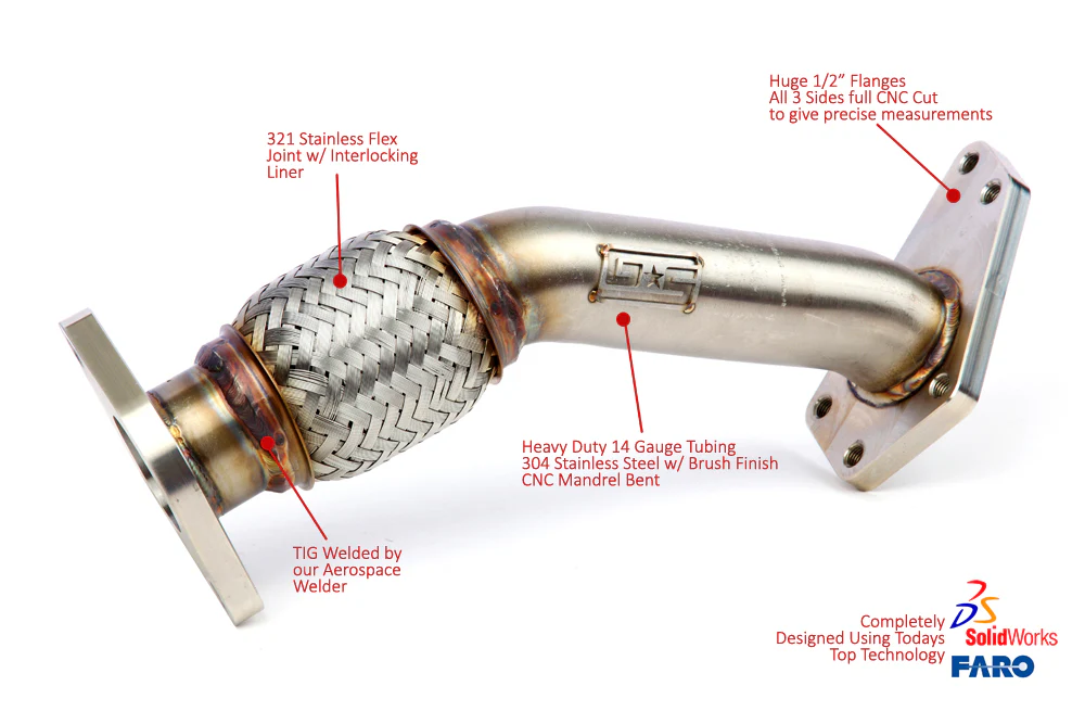 GrimmSpeed Up Pipe 3-Bolt Inlet Black Ceramic Coating Subaru 02-21 Turbo EJ Engines equipped w/3-Bolt Header - Image 3