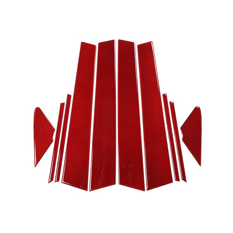 JDMuscle [22-26 WRX] P&S Series Carbon Fiber Exterior Pillar Covers 10 PC | Black Carbon Fiber/ Red Carbon Fiber - Image 3