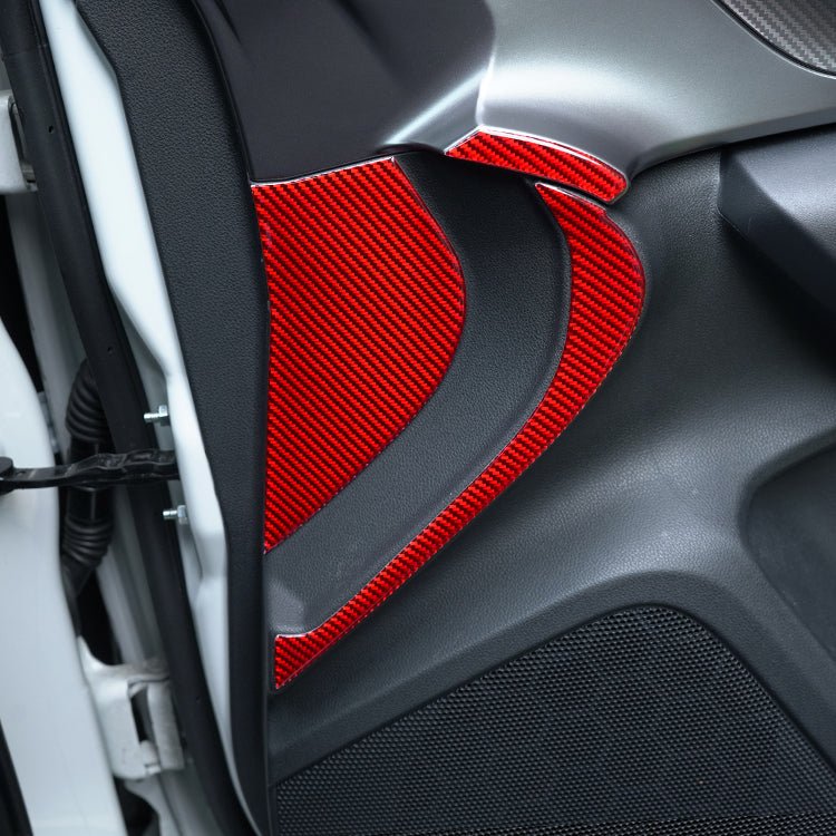 JDMuscle [22-26 WRX] P&S Series Carbon Fiber Interior Door Inner Panel Accent Covers 6 PC | Black Carbon Fiber/ Red Carbon Fiber - Image 3