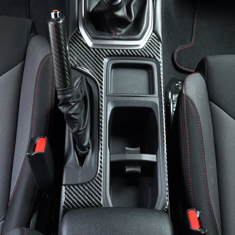 JDMuscle [22-26 WRX] P&S Series Carbon Fiber Cup Holder Trim Cover | Black Carbon Fiber/ Red Carbon Fiber - Image 4