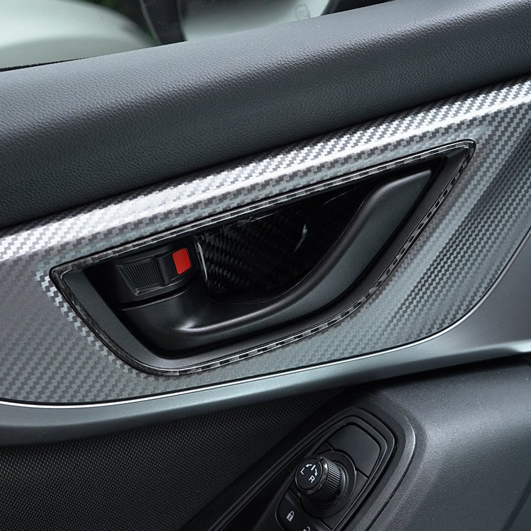 JDMuscle [22-26 WRX] P&S Series Carbon Fiber Interior Door Handle Frame Covers 4 PC | Black Carbon Fiber/ Red Carbon Fiber - Image 2