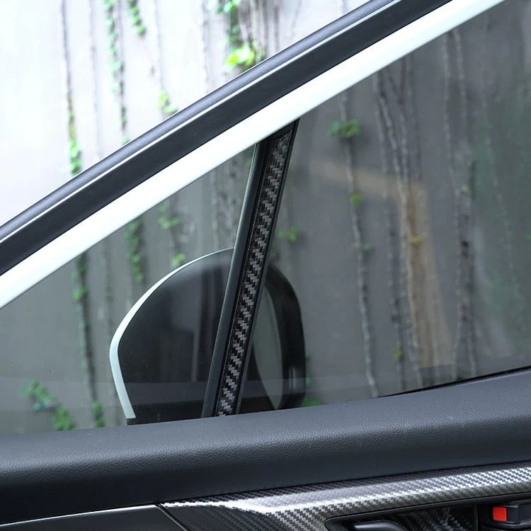 JDMuscle [22-26 WRX] P&S Series Carbon Fiber Interior Window Trim Covers 4 PC | Black Carbon Fiber/ Red Carbon Fiber - Image 2