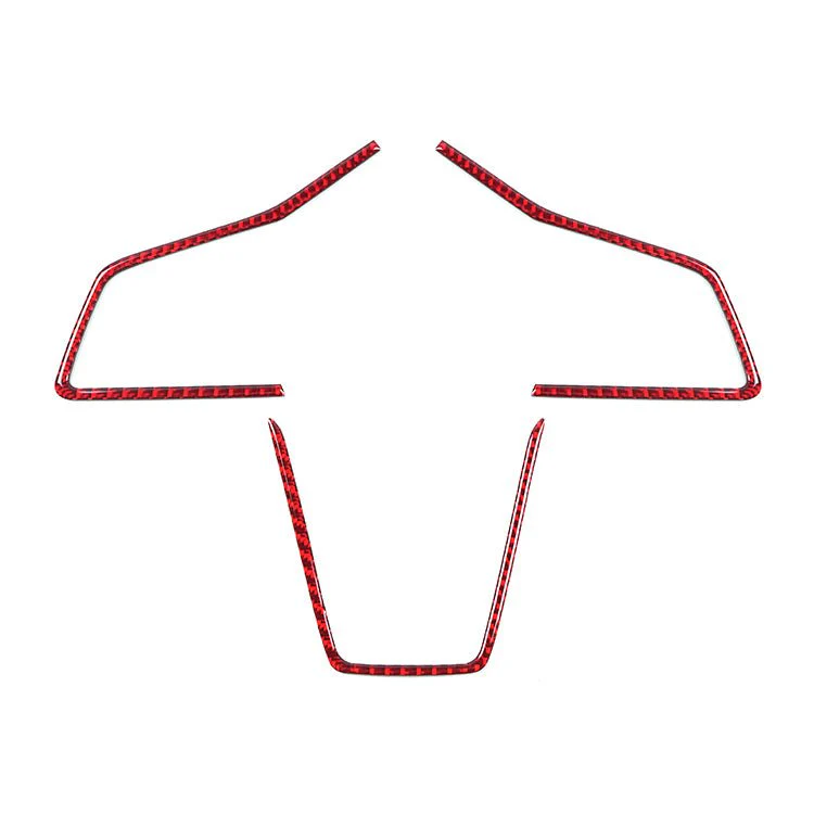JDMuscle [22-26 WRX] P&S Series Carbon Fiber Steering Wheel Trim Covers 3 PC | Black Carbon Fiber/ Red Carbon Fiber - Image 3