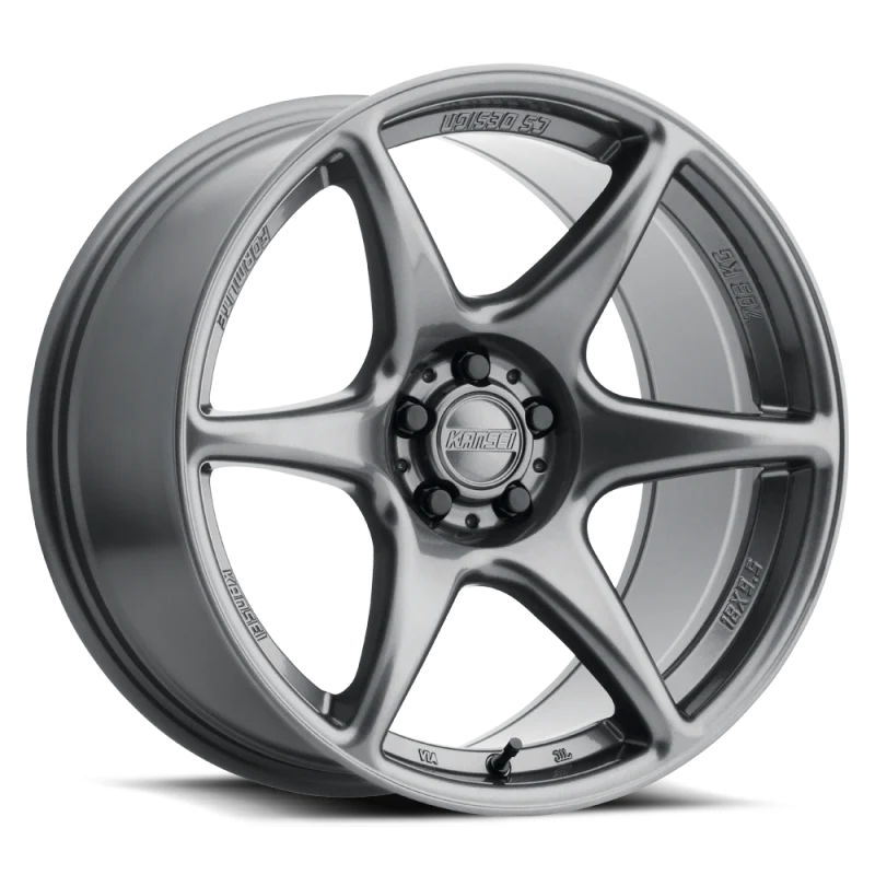 Kansei K12GM Knp 15x8in / 4x100 BP / 25mm Offset / 73.1mm Bore - Gloss Gunmetal Machined Lip Wheel