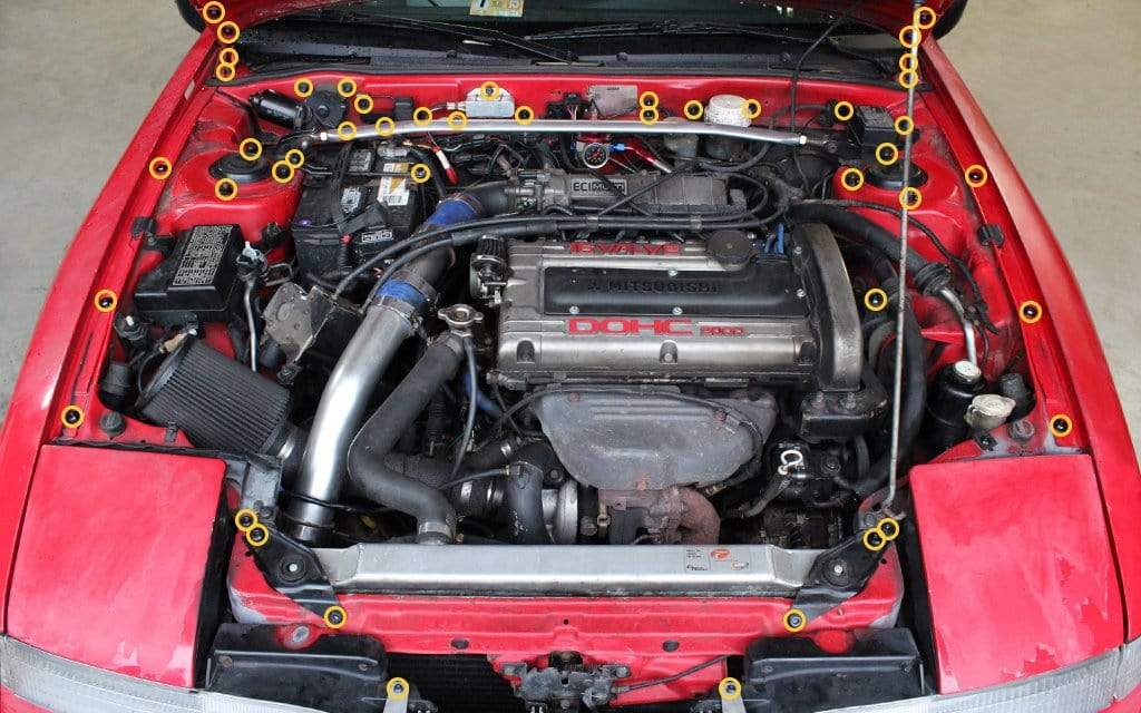 Mitsubishi 1G Eclipse (1990-1994) Titanium Full Engine Bay Kit - Image 4