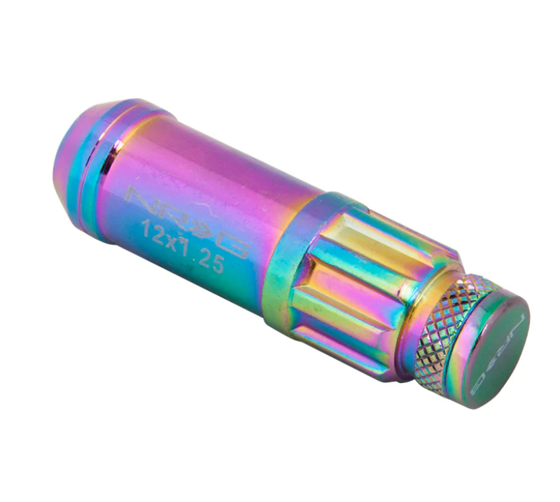 NRG 700 Series M12 X 1.25 Steel Lug Nut w/Dust Cap Cover Set 21 Pc w/Locks & Lock Socket - Neochrome - Image 8