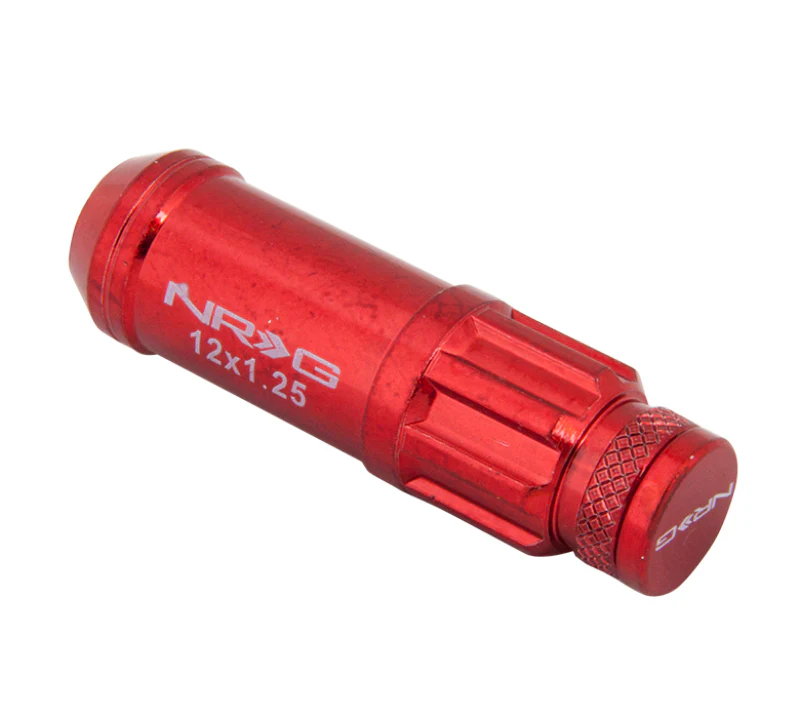 NRG 700 Series M12 X 1.25 Steel Lug Nut w/Dust Cap Cover Set 21 Pc w/Locks & Lock Socket - Red - Image 9