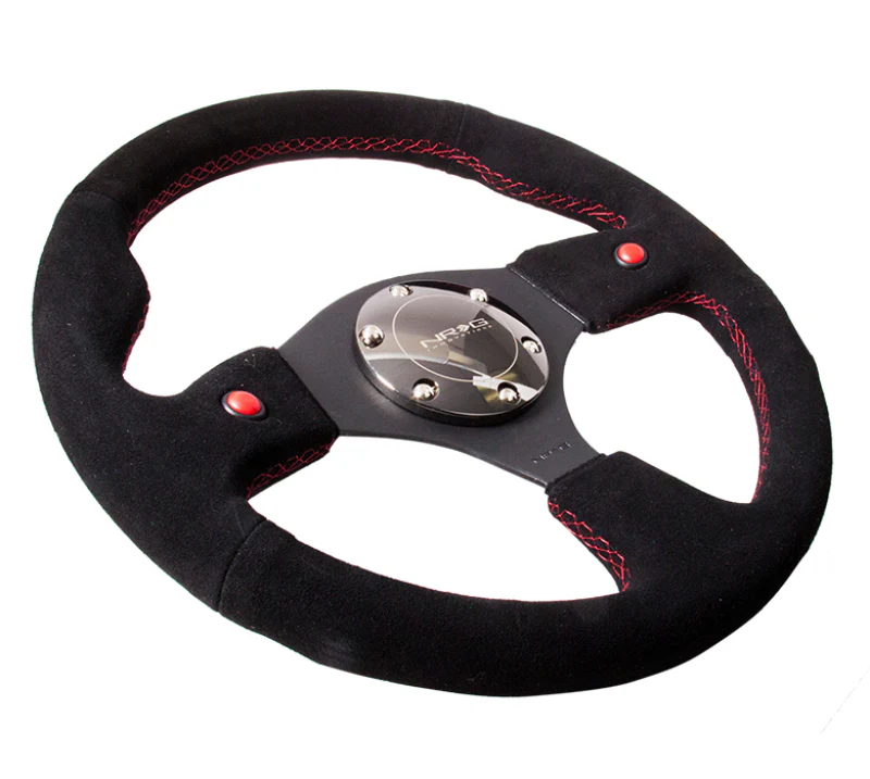 NRG Reinforced Steering Wheel (320mm) Blk Suede w/Dual Buttons - Image 6