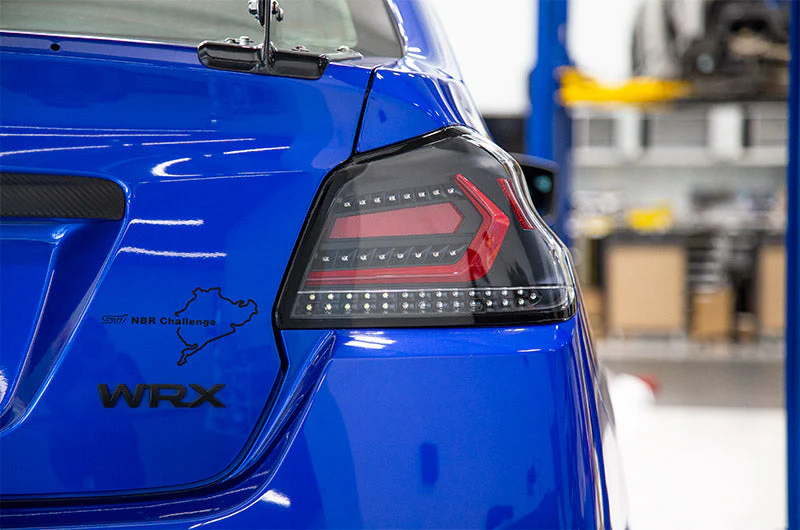 OLM Evolution Tail Lights (Clear Lens, Black Base, Red Bar) - 2015-2021 WRX / STI