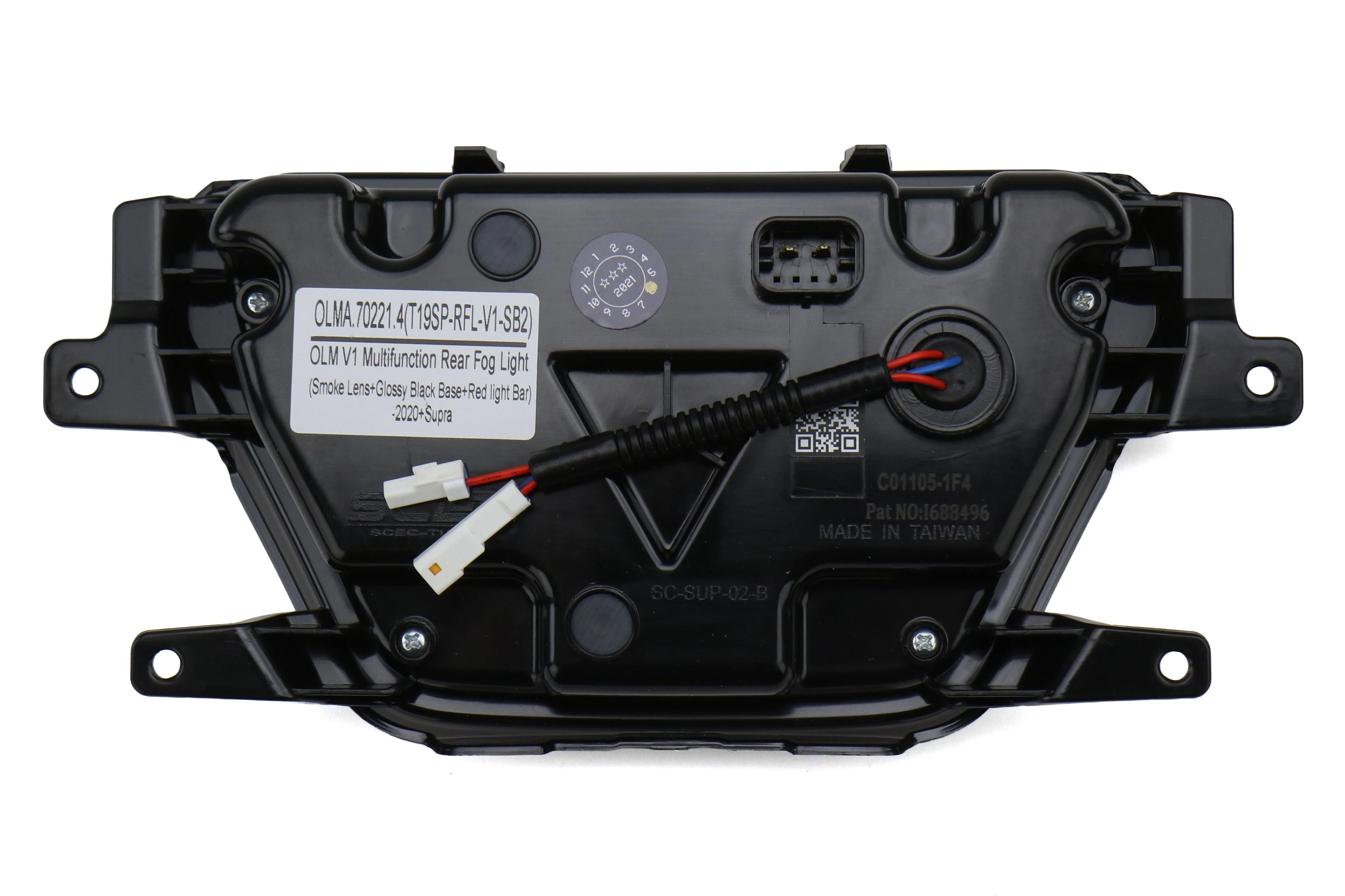 OLM V1 F1 Style Rear Brake / Fog / Reverse Light - Smoke Lens / Gloss Black Base / Red Bar) - 2020-2024 Toyota GR Supra - Image 4