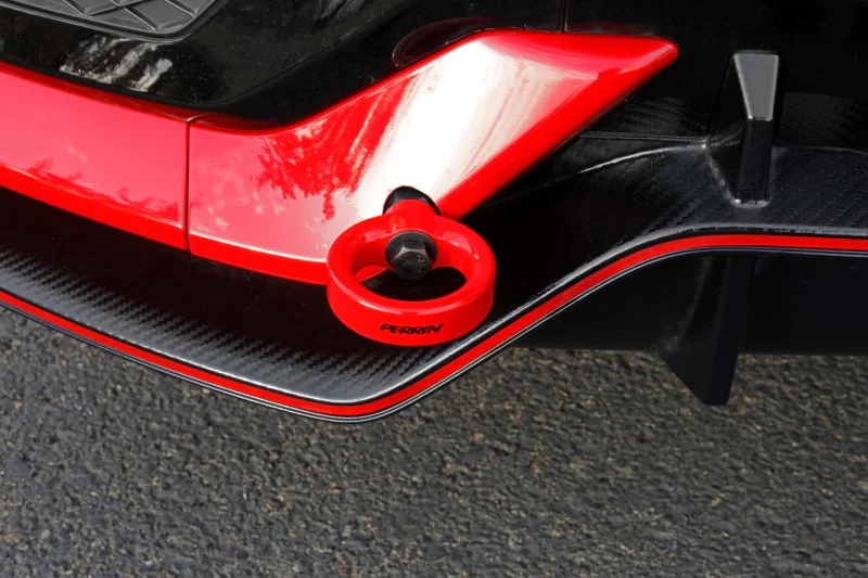 PERRIN 17-21 Honda Civic Si/Type R/Touring/Hatchback Tow Hook Kit Rear - Red - Image 4
