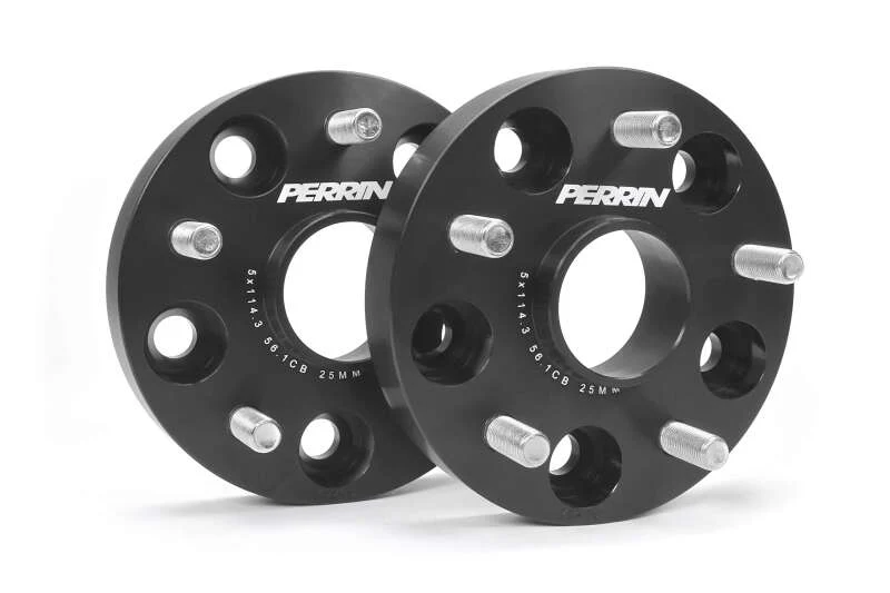 PERRIN Subaru 25mm Wheel Spacers 5x114.3 BP w/56mm Hub - Black - Image 5