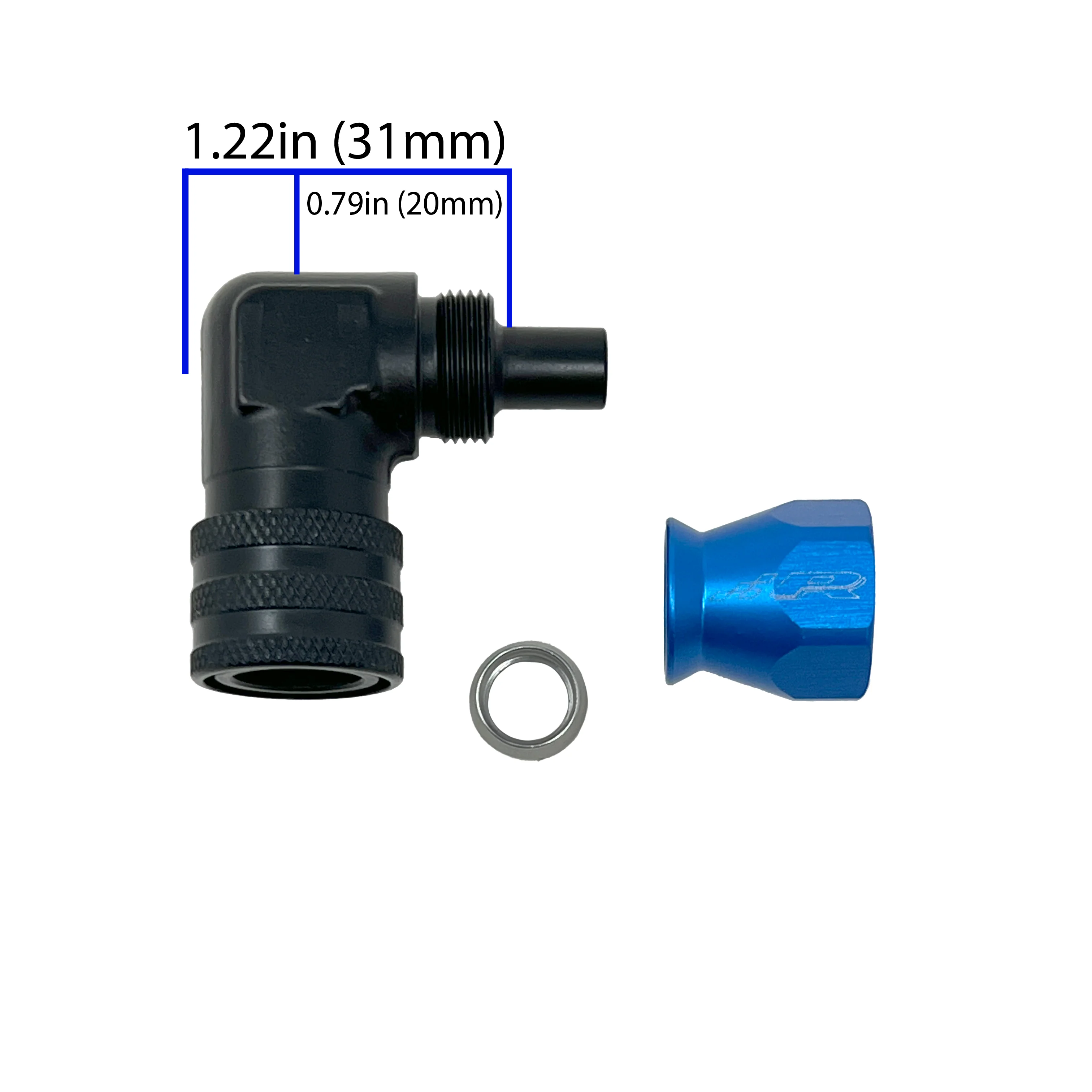 PTFE AN6 90 Degree Fitting to 9.49 (3/8") Female QC - Image 2