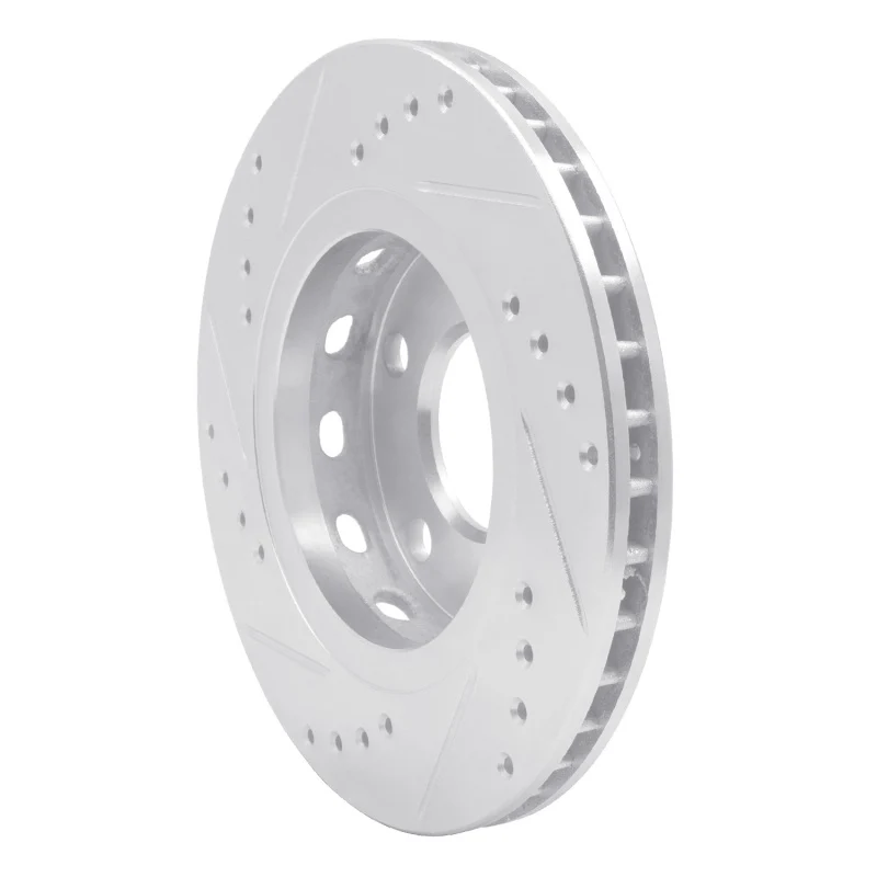 R1 00-02 Audi S4 Rear Right Drilled & Slotted Silver Brake Rotor - Image 5