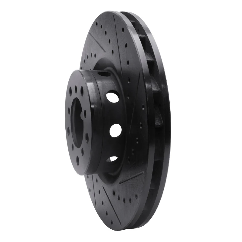 R1 00-03 BMW M5 Left Front Drilled & Slotted Black Brake Rotor - Image 2
