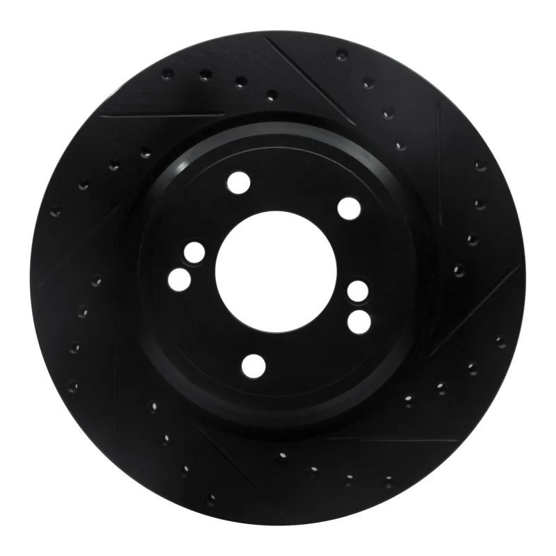 R1 00-06 BMW M3 Rear Right Drilled & Slotted Black Brake Rotor