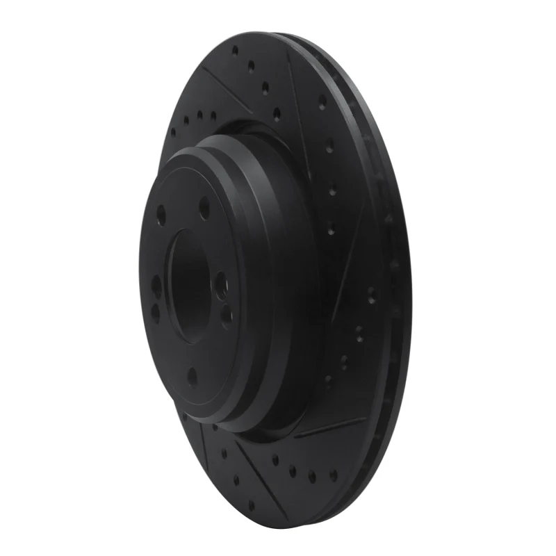 R1 00-06 BMW M3 Rear Right Drilled & Slotted Black Brake Rotor - Image 2