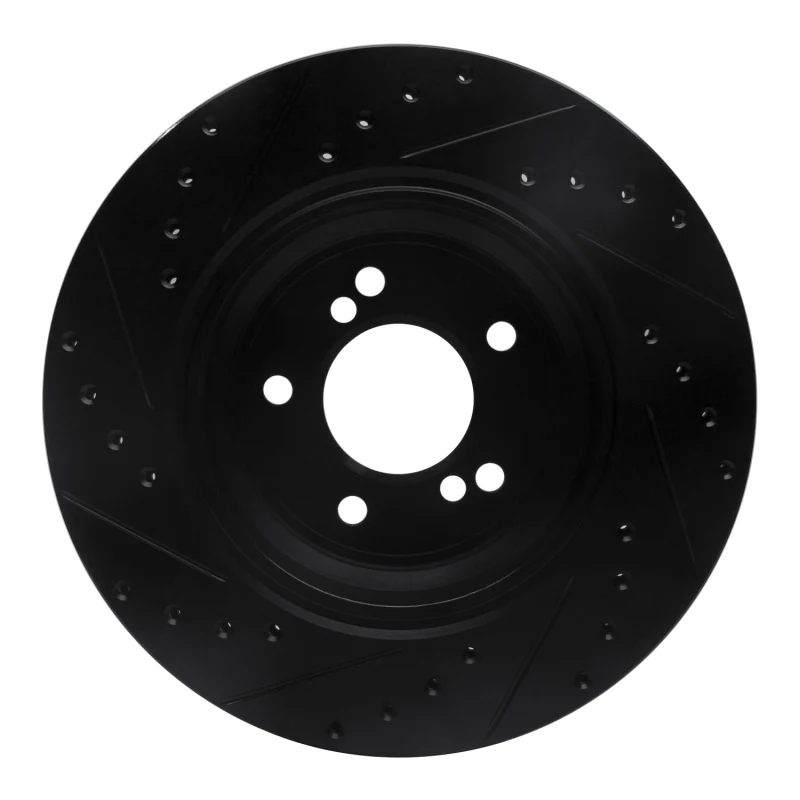 R1 00-06 BMW M3 Rear Right Drilled & Slotted Black Brake Rotor - Image 3