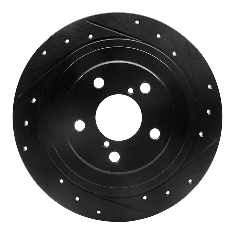 R1 00-06 Subaru BAJA Rear Right Drilled & Slotted Black Brake Rotor