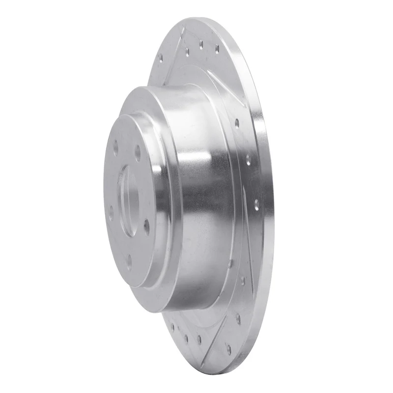 R1 00-06 Subaru Outback Rear Left Drilled & Slotted Silver Brake Rotor - Image 3