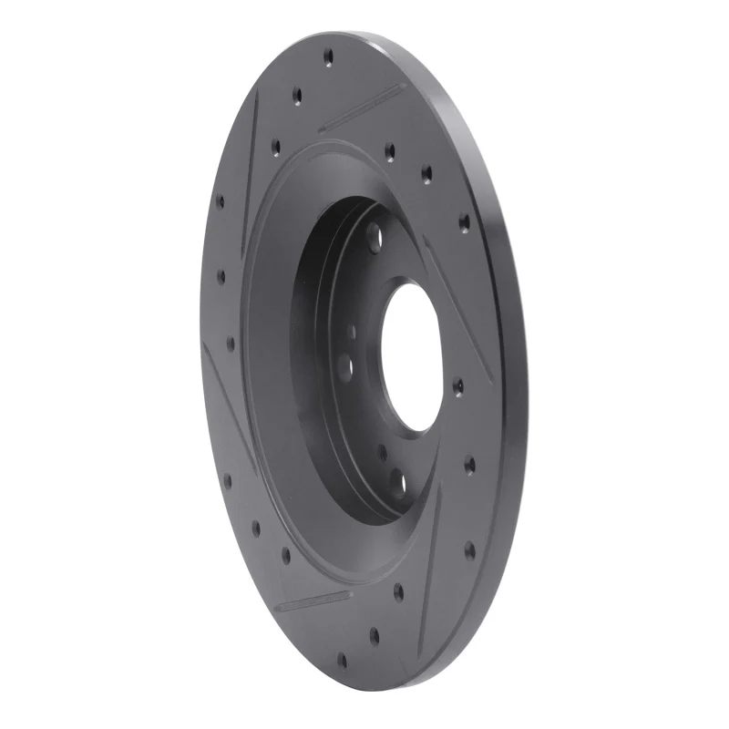 R1 00-09 Honda S2000 Rear Right Drilled & Slotted Black Brake Rotor - Image 2