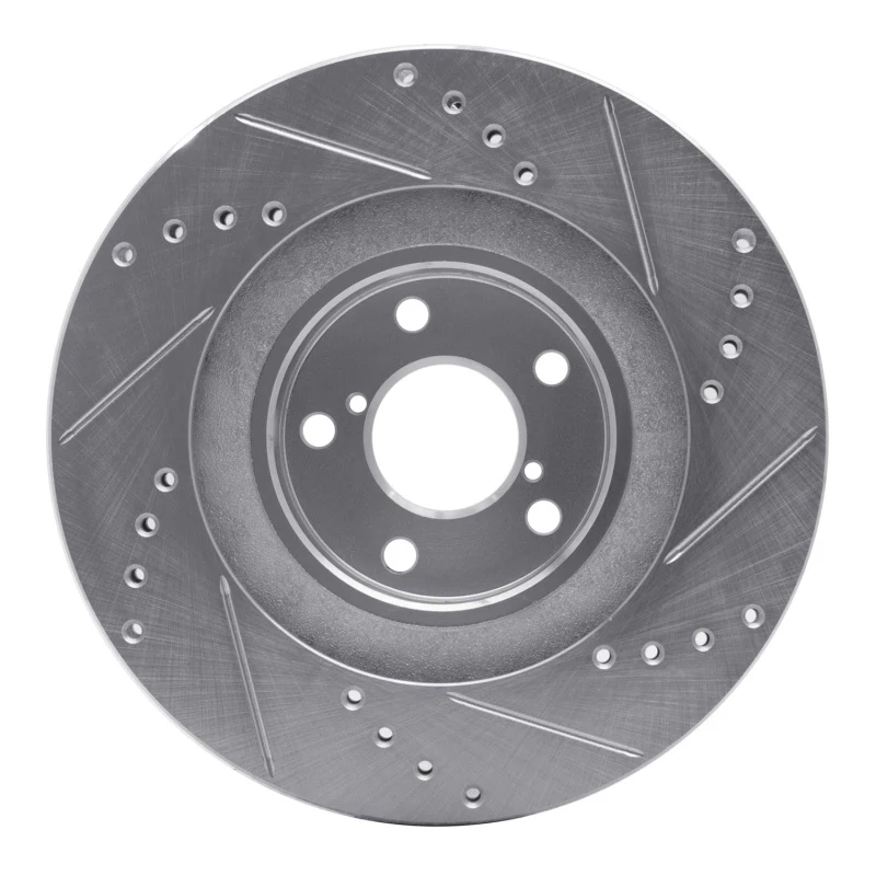 R1 01-08 Saab 9-2X Front Left Drilled & Slotted Silver Brake Rotor - Image 3