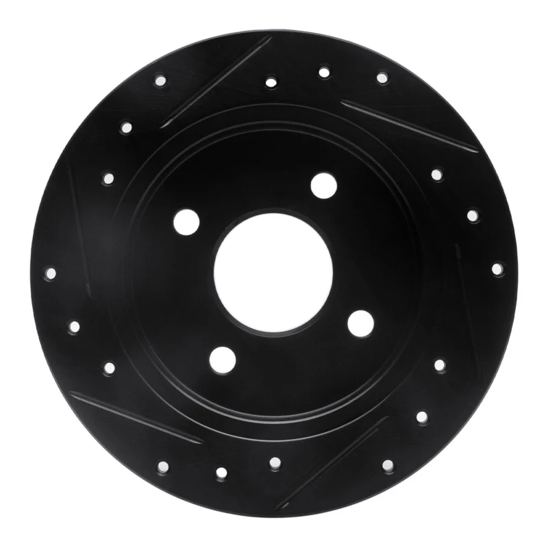 R1 01-19 Ford Fiesta (USA/Canada) Rear Right Drilled & Slotted Black Brake Rotor - Image 2