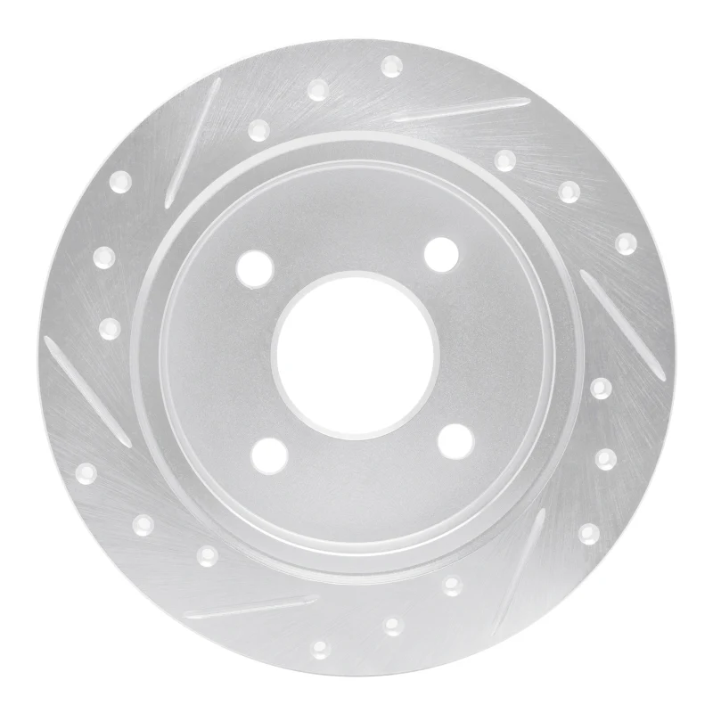 R1 01-19 Ford Fiesta (USA/Canada) Rear Right Drilled & Slotted Silver Brake Rotor - Image 3