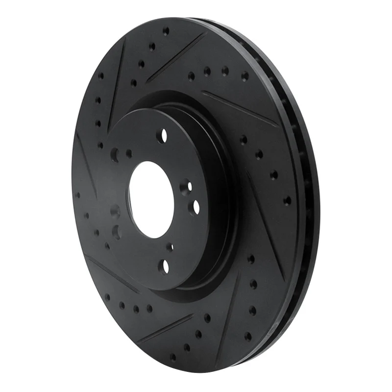 R1 02-15 Acura CSX Front Left Drilled & Slotted Black Brake Rotor - Image 5