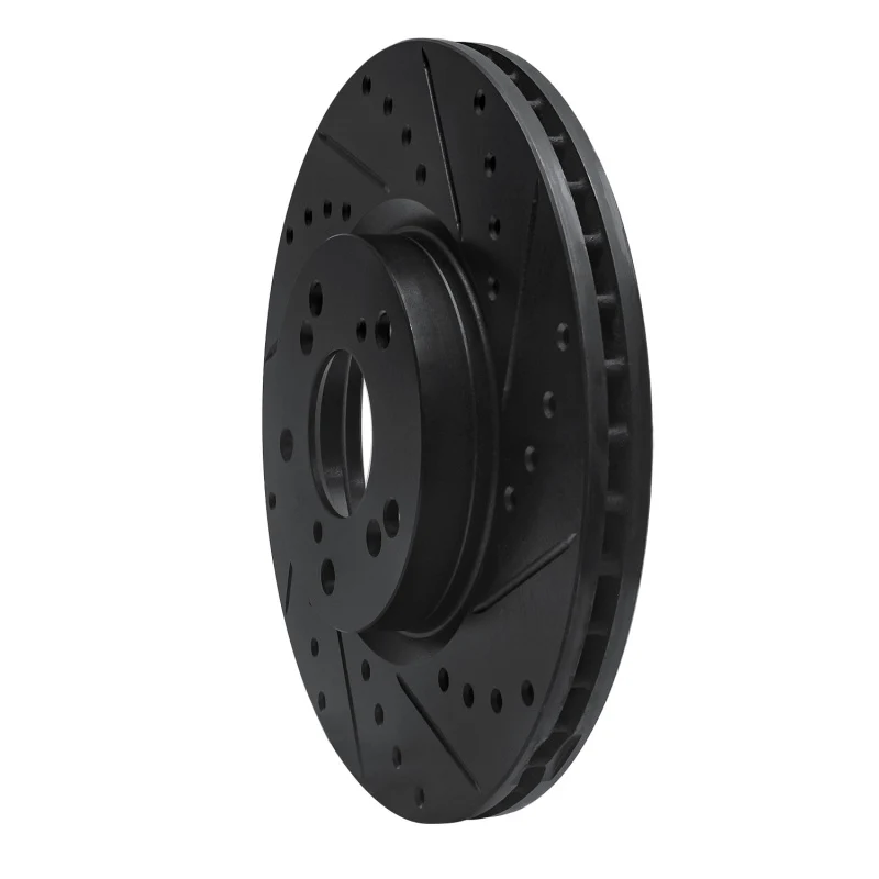 R1 02-15 Acura ILX Front Right Drilled & Slotted Black Brake Rotor - Image 3