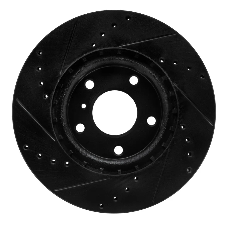 R1 03-05 Infiniti G35 Front Right Drilled & Slotted Black Brake Rotor - Image 4