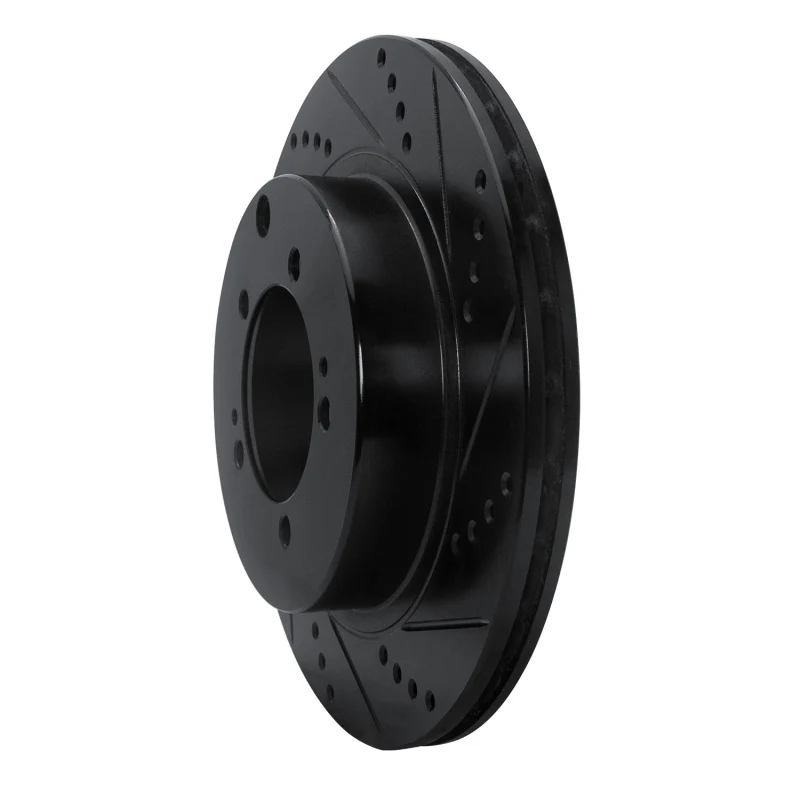 R1 03-06 Mitsubishi Lancer Rear Right Drilled & Slotted Black Brake Rotor - Image 2