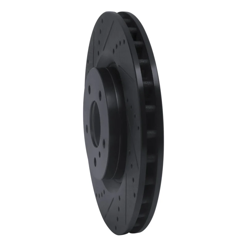 R1 03-08 Infiniti G35 Front Left Drilled & Slotted Black Brake Rotor - Image 3
