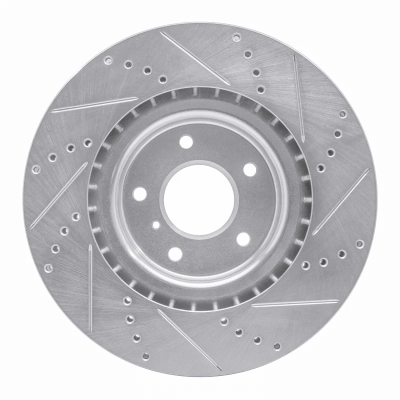 R1 03-08 Infiniti G35 Front Left Drilled & Slotted Silver Brake Rotor - Image 2