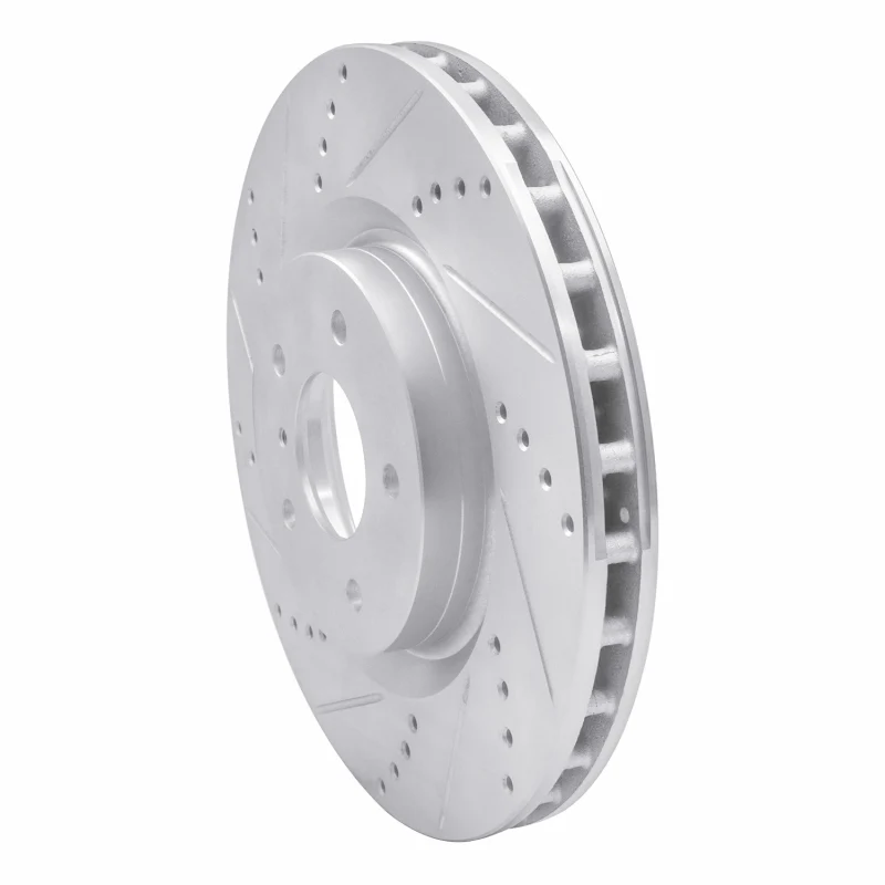 R1 03-08 Infiniti G35 Front Left Drilled & Slotted Silver Brake Rotor - Image 4