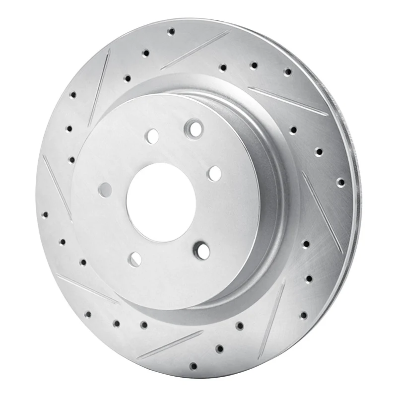 R1 03-08 Infiniti G35 Rear Left Drilled & Slotted Silver Brake Rotor - Image 3